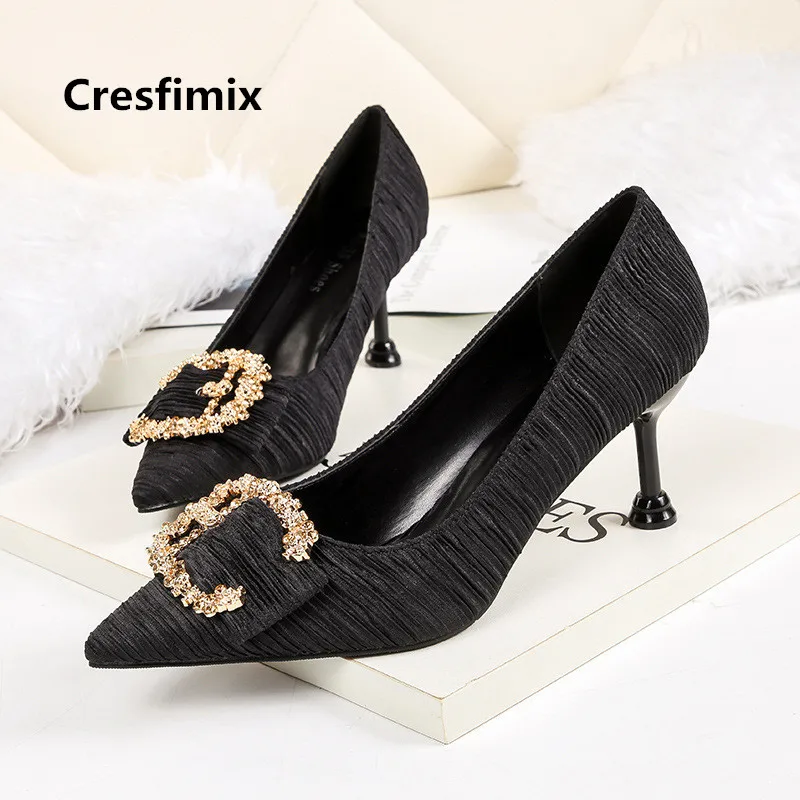 Cresfimix Mujer Tacones Altos Женские Модные Бежевые Свадебные Вечерние туфли на высоких