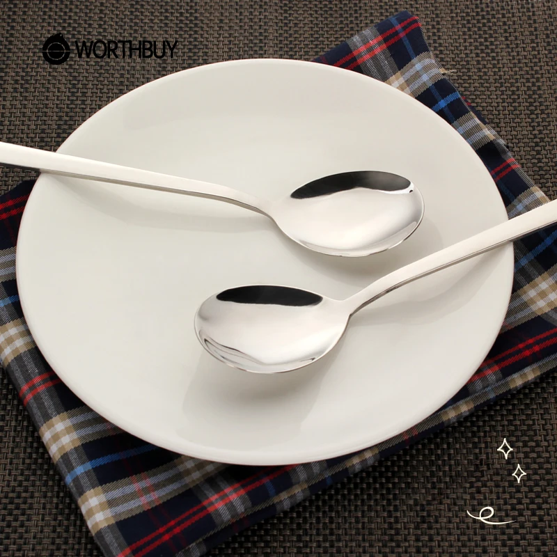 WORTHBUY 2 шт./компл. Корейская обеденная ложка 304 нержавеющая сталь с длинной ручкой