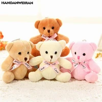 1pcs cute plush love sitting bear toys small pendant mini cartoon bow tie scarf bouquet bears toy unisex valentine gift new 11cm