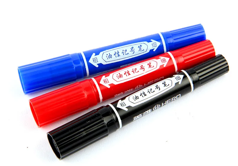 10 Pens/Box round tip&chisel tip Permanent  Marker , red&black&blue,  JHB00014