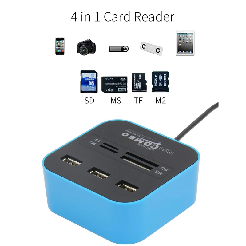 Rosinop Мульти USB концентратор 2 0 3 порта кардридер SD TF M2 все в одном хаб сплиттер для