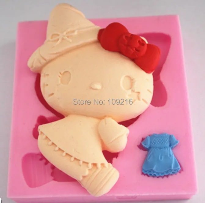 1 шт. Мини Китти и юбка (FM083) Силиконовые ручной работы Помады/торт для украшения