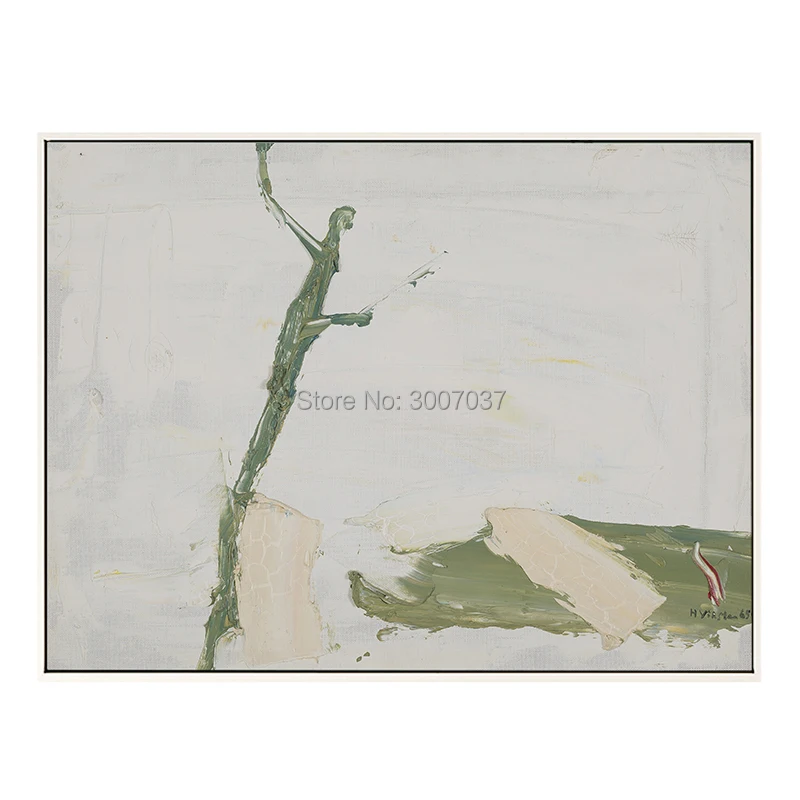 Ручная роспись холст картина плакат настенное искусство зеленый и белый