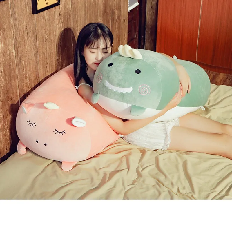 

Big Fat Cute Dinosaur&Hamster Plush Pillow Soft Cartoon Animal Brown Bear&Elephant Stuffed Doll Bed Cushion Girlfriend Gift Toys