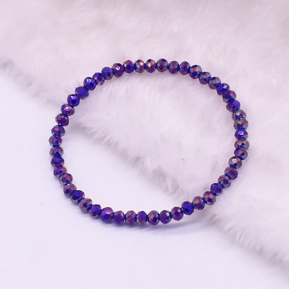 Navy blue Браслет из бисера ручной работы, женский браслет, Простой Модный высококачественный браслет из хрустальных бусин, 14 цветов, ювелирные изделия дружбы - Окраска металла: Navy blue