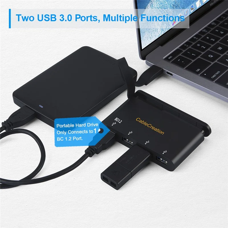 Адаптер передачи данных и зарядки PD типа C на 2 USB 3 0 + совместим с Thunderbolt поддержка