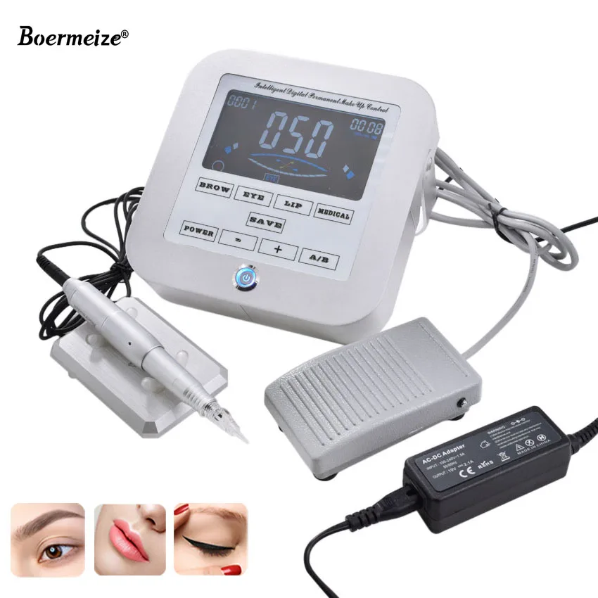 Permanent Makeup Tattoo Kit Professional For Eyebrow Lip Eyeliner Digital Rotary Pen Tattoo Machine Set Cartridge Needle