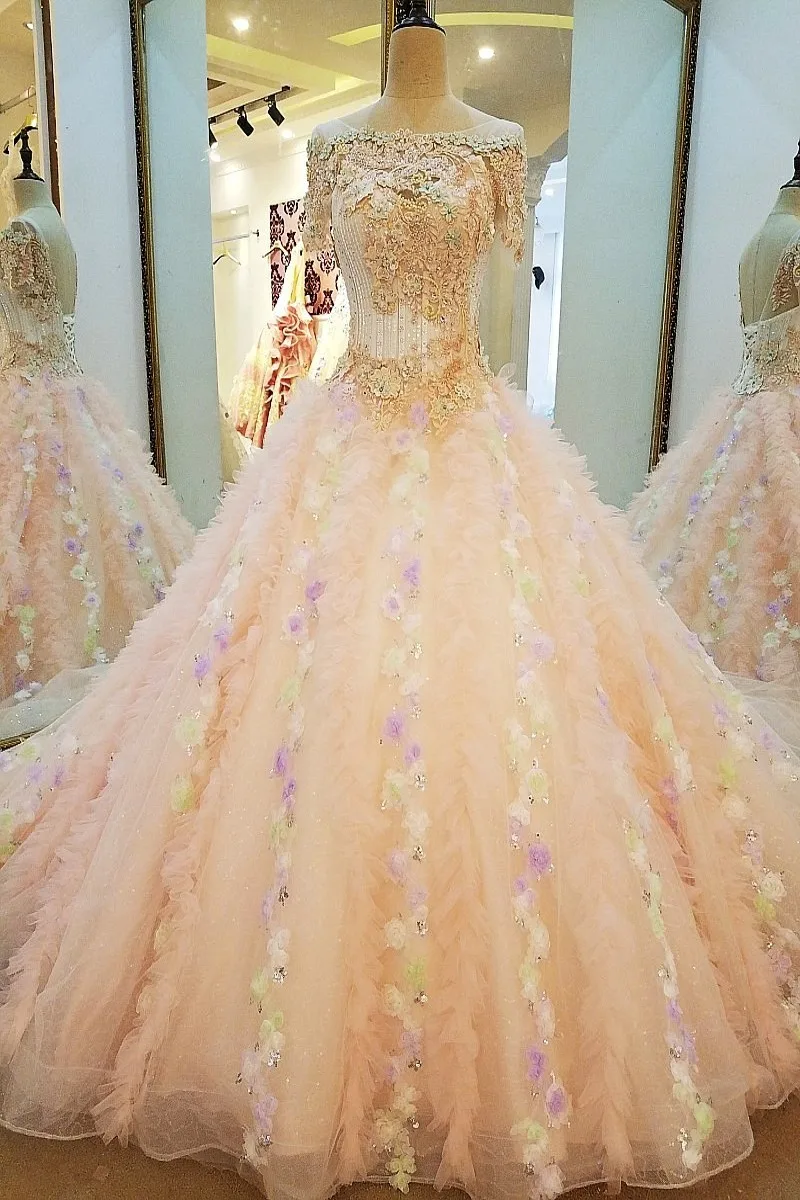 Элегантное винтажное Розовое Бальное Платье Vestido De Novia свадебное платье без