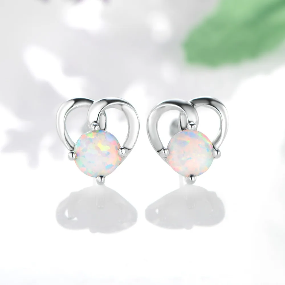 Angel girl fashion sweet heart October birthstone opal earrings women's Christmas and birthday gifts free shipping E18122020 | Украшения