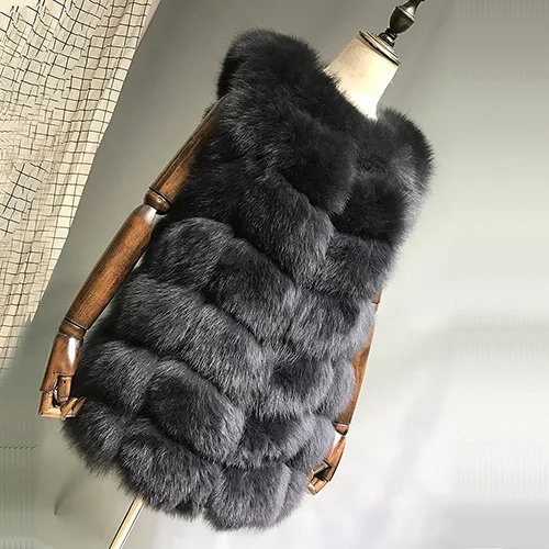 Deep Gray Maylofuer Натуральный мех лисы жилет натуральный мех лисы длинный жилет зима женщины лиса жилет - Цвет: Deep Gray