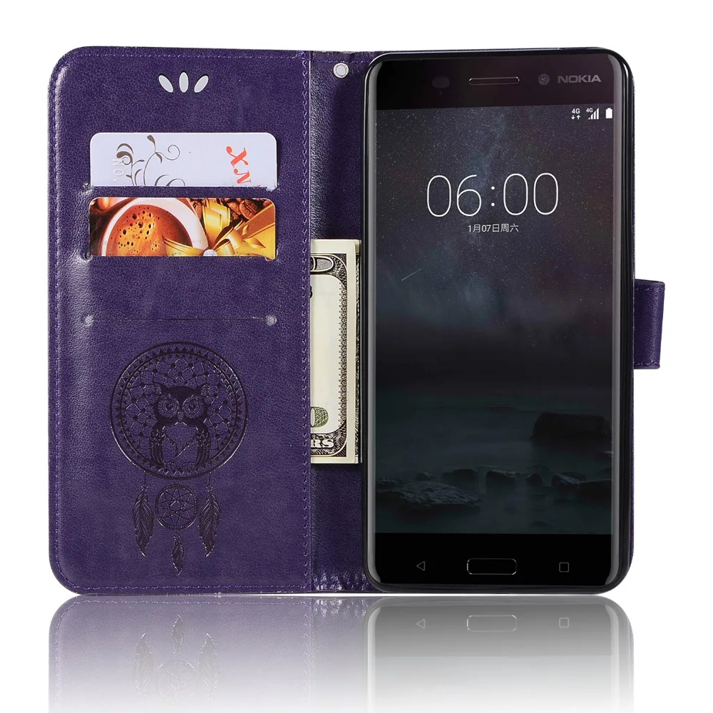 Чехол KAILYON для Nokia 6, кожаный флип-чехол, Магнитный кошелек, подставка с рисунком совы, колокольчики, чехол для телефона, для Nokia 2, 3, 5, 6, 8, 9