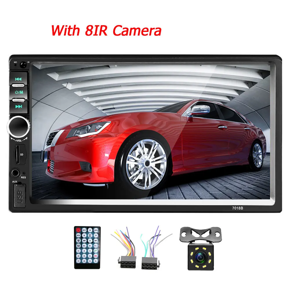With 8IR Camera Camecho 2Din Автомагнитола 2din мультимедийный плеер " HD Авторадио USB AUX Bluetooth FM авто стерео Поддержка Android Mirror Link аудио - Цвет: With 8IR Camera