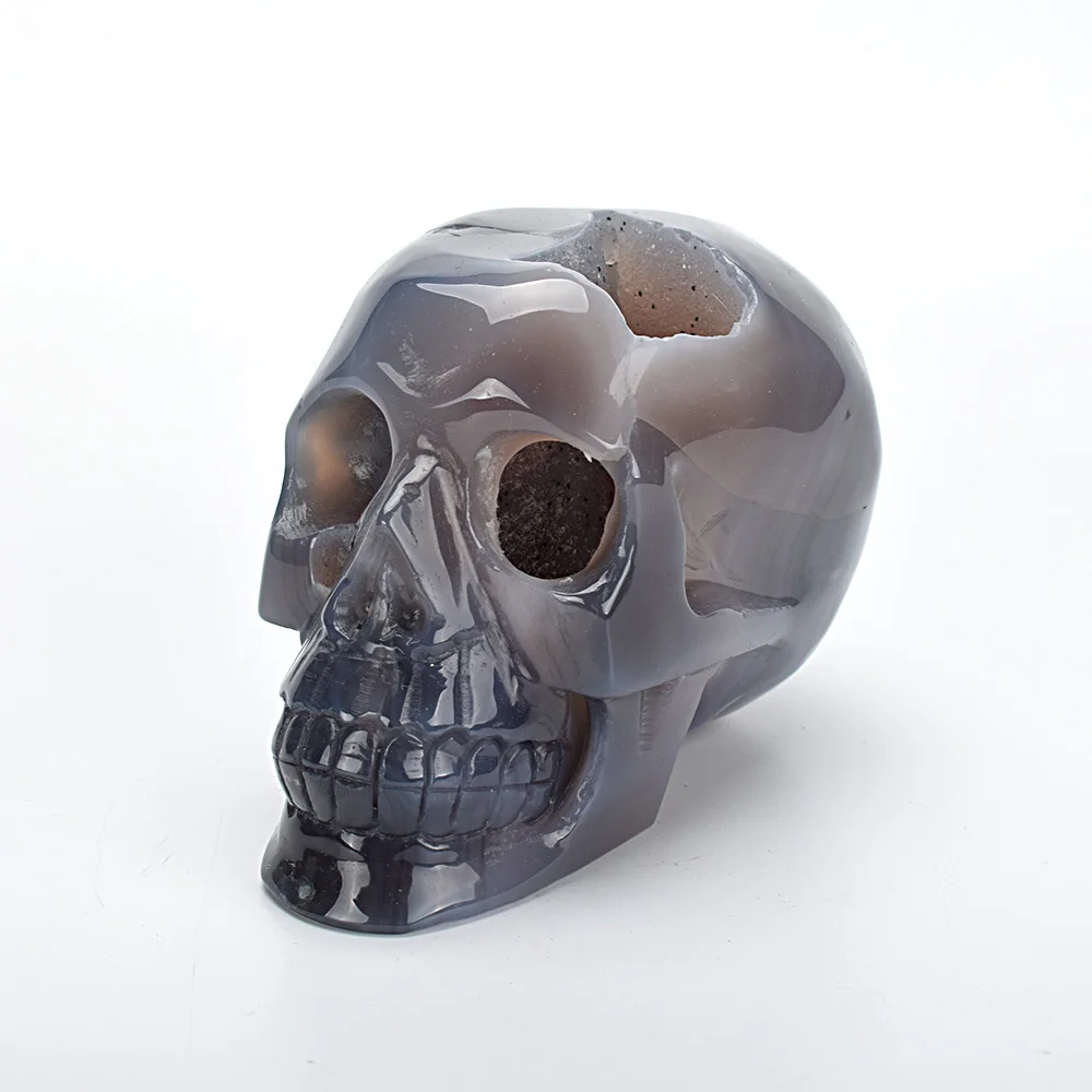 4 ''Реалистичная каменная кварцевая статуя черепа из кристаллов резной