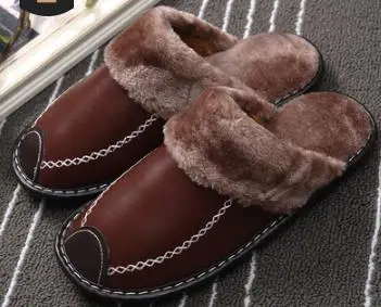 Light Brown Теплая хлопковая обувь; мужские зимние домашние тапочки на толстой подошве; мужские и женские тапочки для пар; Pantuflas - Цвет: Light Brown