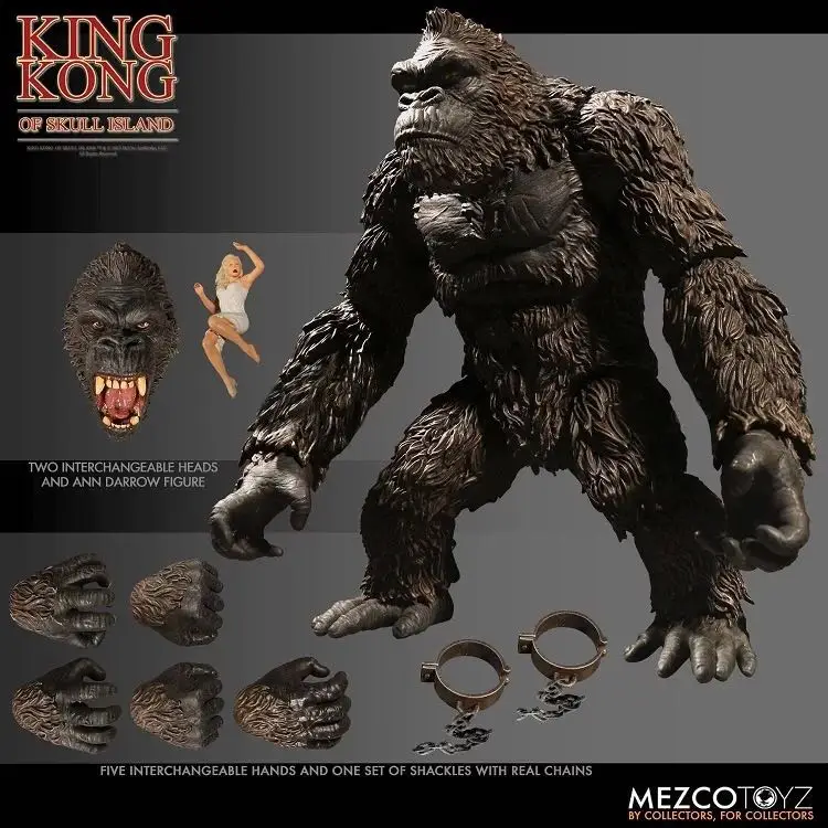 Мультипликационный персонаж из фильма игрушки MEZCO Kong: Череп остров Kingkong 8 дюймов подвижная фигурка модель