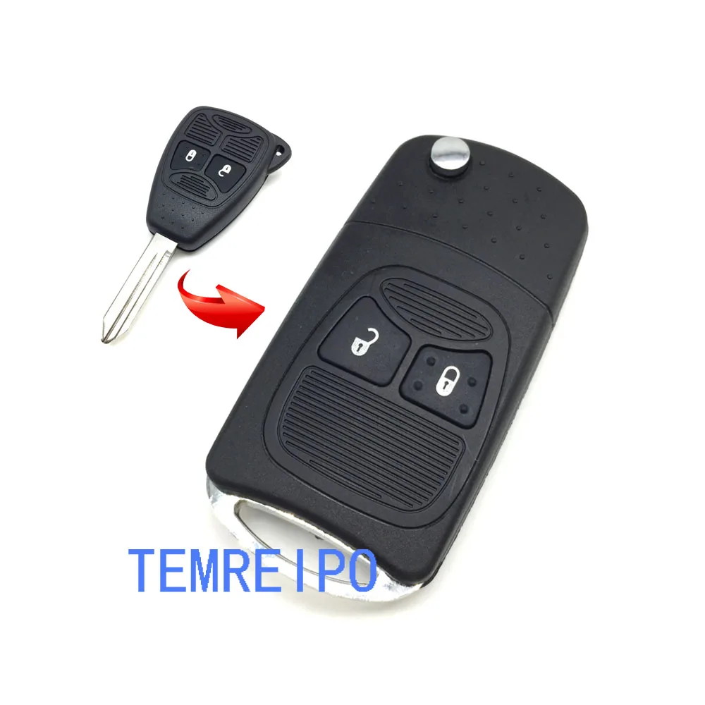 

10 шт./лот 2 кнопки без ключа складной флип-чехол для ключей брелок чехол для Chrysler Jeep Dodge Ram 1500 Калибр нитро Ram 2500 3500