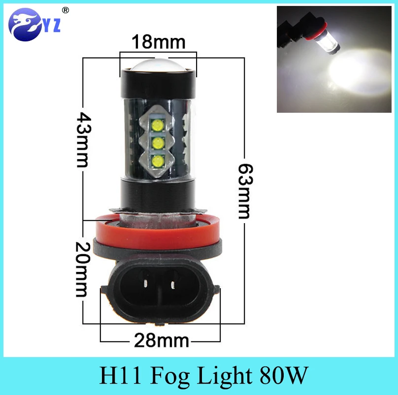 2 шт. H11 противотумансветильник фары для стайлинга автомобиля 80 Вт чипы Cree