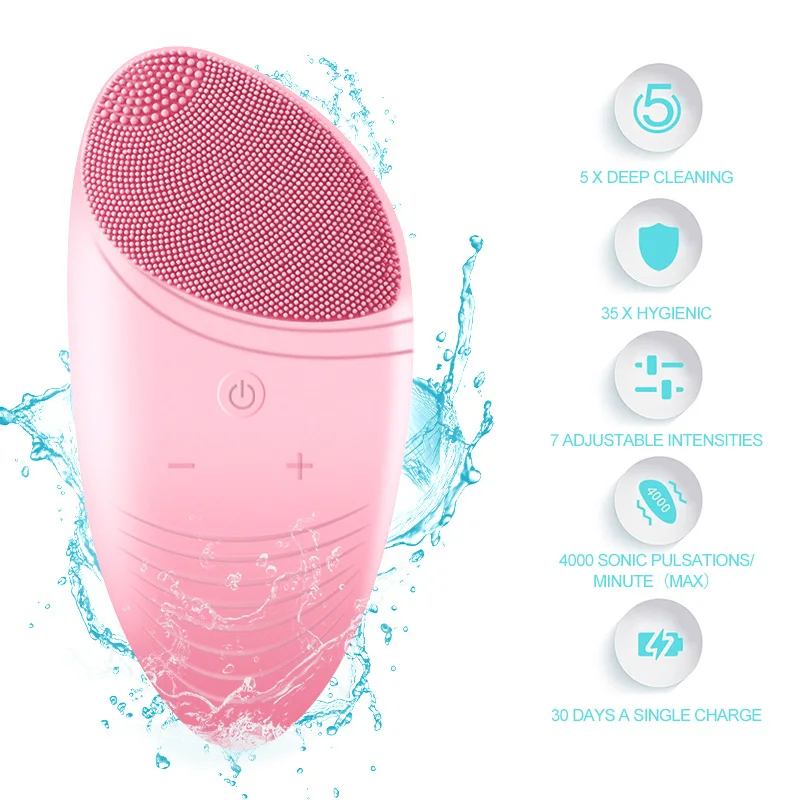 Электрический силиконовый Очищающая щетка для лица звуковая вибрация массаж USB