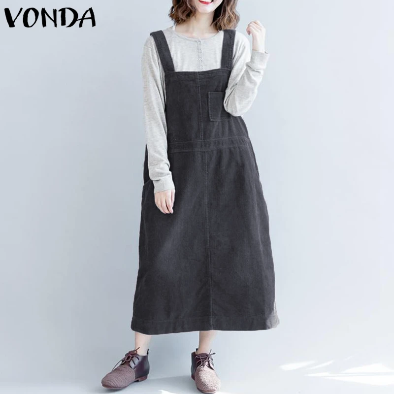 VONDA/платье для беременных г. осенние повседневные свободные длинные платья до середины икры, с карманами, на бретельках женский сексуальный сарафан без рукавов, Vestido