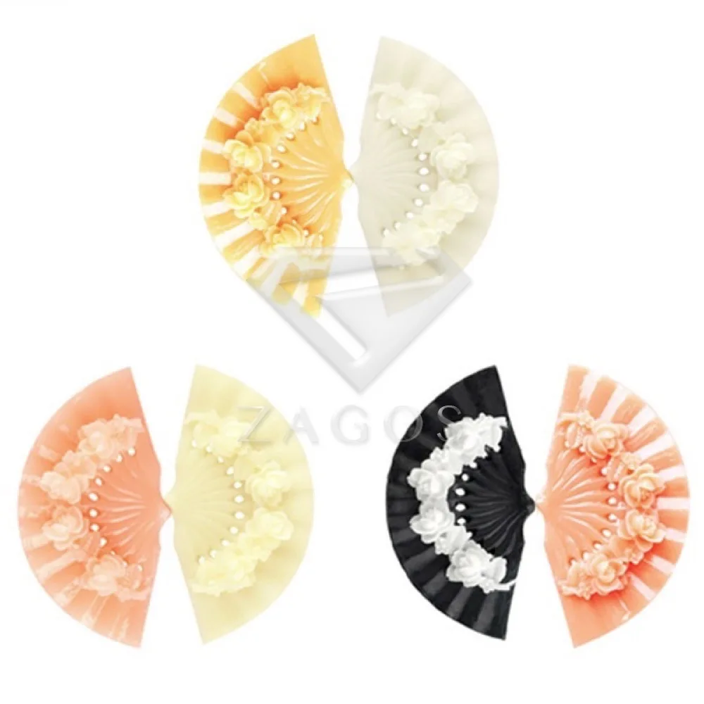 2 шт. полимер Винтажный стиль вентилятор цветок с плоской задней поверхностью