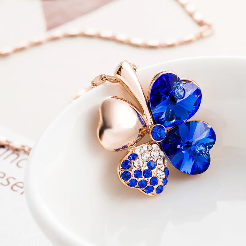 Новинка колье с четырехлистным клевером кулон в виде сердца кристалл из