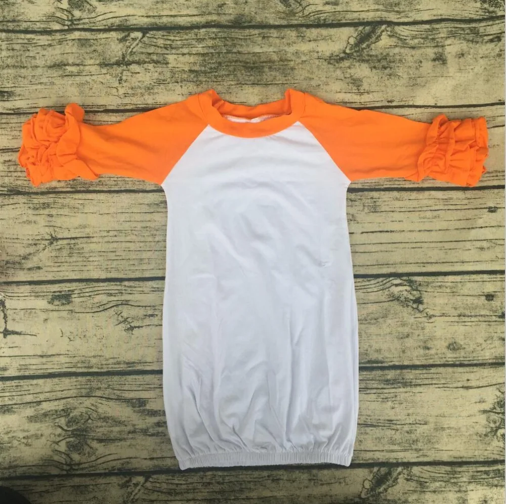 Детское мягкое трикотажное хлопковое Ночное платье с рукавами-реглан оборками