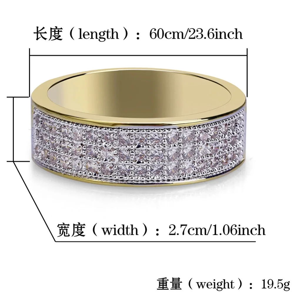 TOPGRILLZ хип хоп Iced Out Bling ювелирные изделия золотистое кольцо микро проложить кубический циркон круглые кольца для мужчин и женщин Подарки