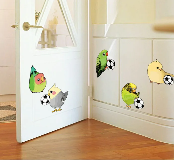 [Fundecoration] diy домашний декор птицы попугаи играющие настенные наклейки на тему