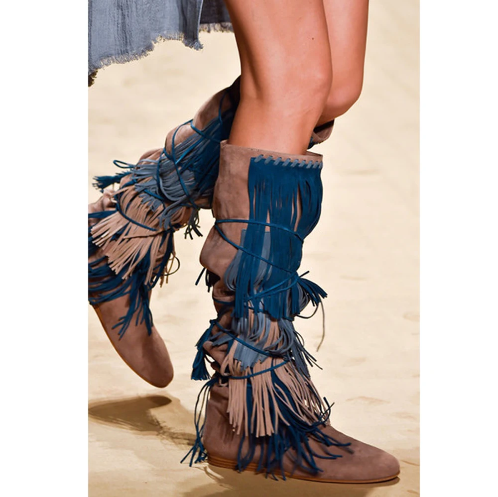 2018 Новые Брендовые женские ботинки с бахромой из натуральной кожи увеличивающие