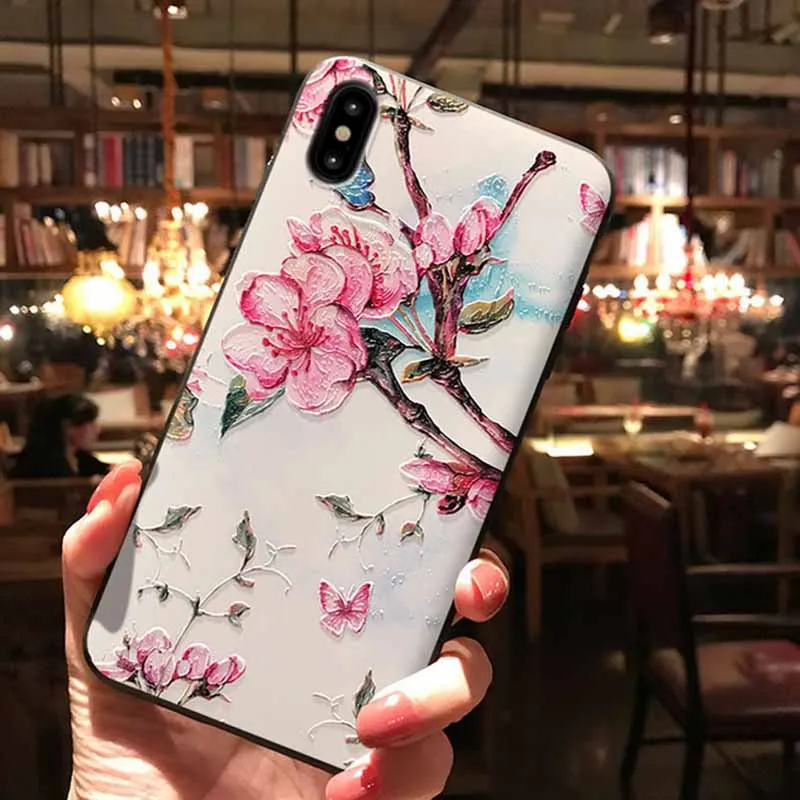 JIBAN для samsung S8plus Note9 Капа скраб окрашены тиснением вишня розовый защитные чехлы