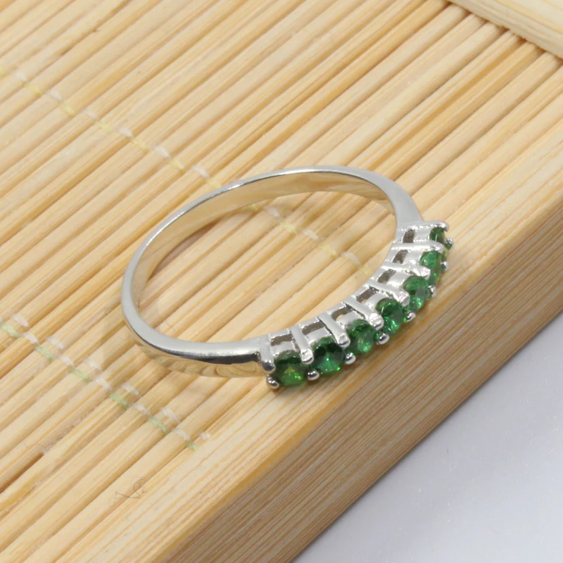 Кольцо из серебра 100% пробы с цаворитом 7 шт. 2 мм|tsavorite ring|tsavorite jewelrygifts for women |