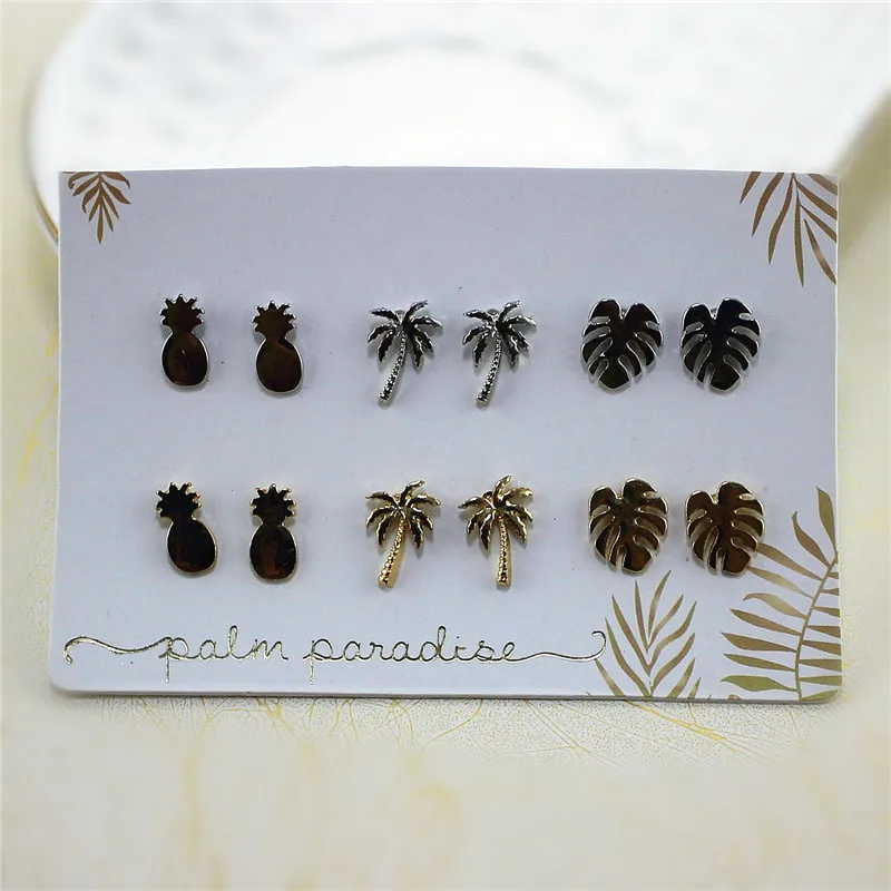 Набор красивых серег XQ новые модные серьги в виде ананасов кокосовой пальмы
