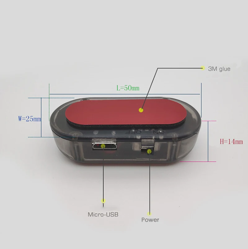 Солнечный USB Мощный Автомобильный сигнальный светильник противокражная