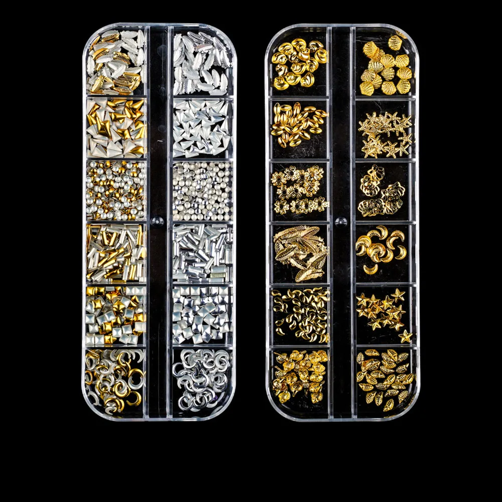 Ювелирные изделия для маникюра 12 геометрических украшений металлические