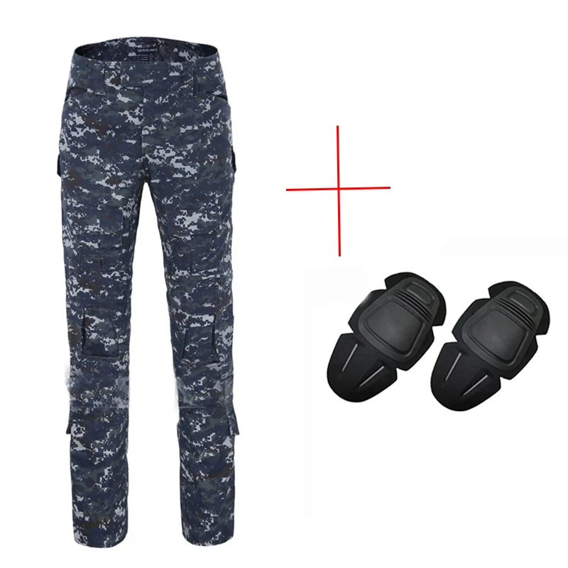 With knee pads. Военные тактические брюки мужские камуфляжные Панталоны лягушка брюки карго наколенники рабочие брюки армейские охотники спецназ боевые брюки - Цвет: With knee pads.