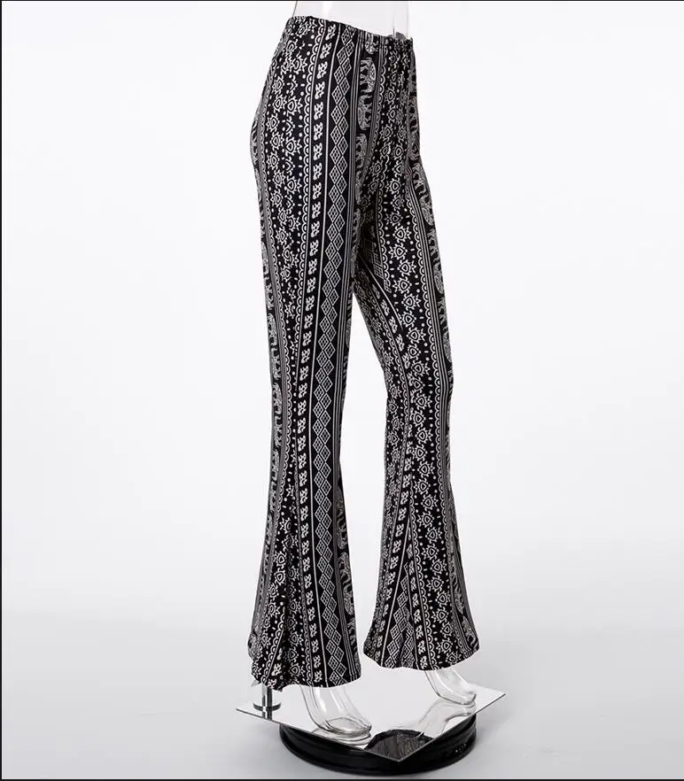 Boho расклешенные брюки для женщин богемные Модные свободные длинные штаны с