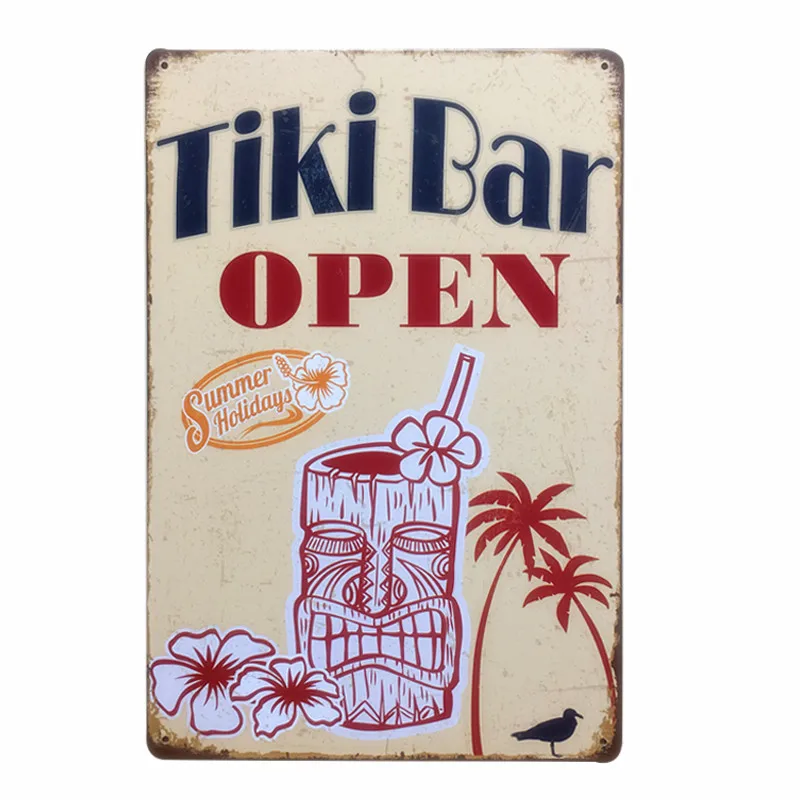 G Tiki Hut Lounge налет винтажные металлические жестяные знаки домашний бар гаражные декоративные металлические тарелки Aloha настенные художественные наклейки плакат N217 - Цвет: G