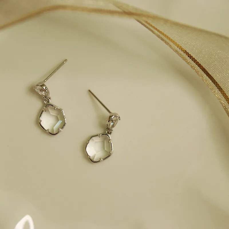 Серьги подвески из серебра 100% пробы с кристаллами|Серьги-гвоздики| |