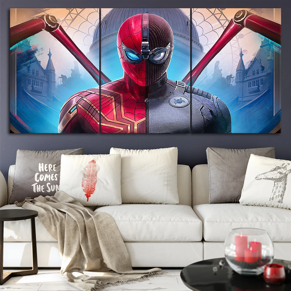 Spider-Man: Far From Home art Canvas Posters Decor Wall Art Framework 3 Pieces Paintings For Living Room HD Prints Pictures | Дом и сад