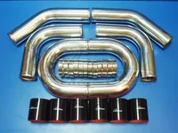 2.5" INCH / OD 63mm TURBO INTERCOOLER PIPE /ALUMINUM PIPING/ thickness  2 mm + T-CLAMPS + SILICONE HOSES BLUE