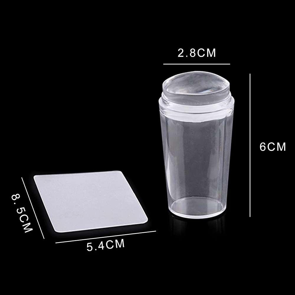 Tignish 1Set Silicone Scraper Cap Transparent Stamping Head Clear Jelly Stamper Polish Transfer Templates Nail Art Tools | Красота и