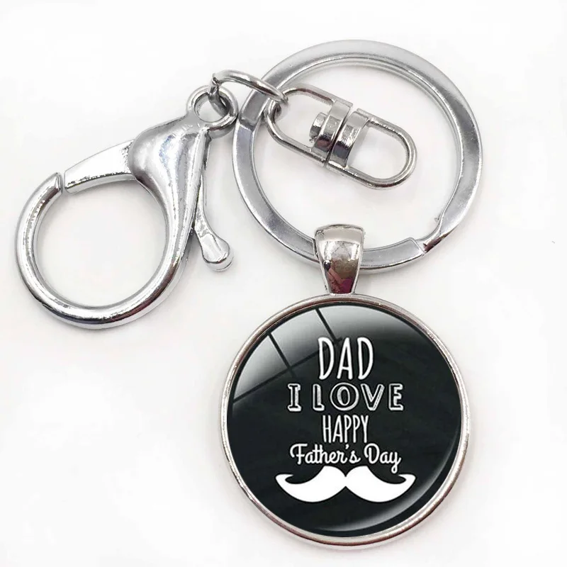 

I Love Daddy Happy Father's Day keychain Dad You Are The Best Keychains Handmade Silver Color Keychain for Keys
