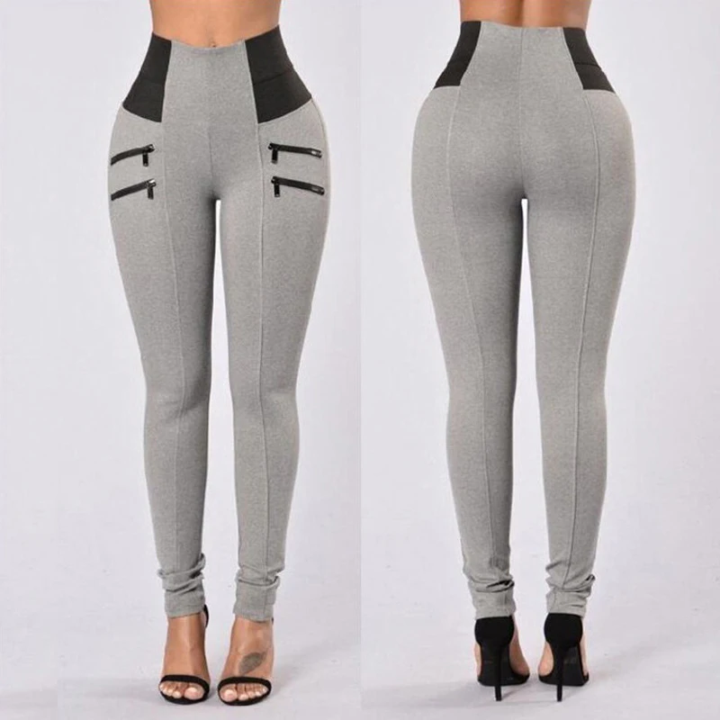 

Women Jeans Fashion New Sexy Style Full Length Ripped Jeans For Women Zip Fake Pocket Stitching Waist Pants