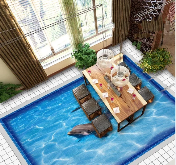 

[Самоклеящаяся] 3D плитка для бассейна 5 Нескользящая водонепроницаемая фото самоклеющаяся напольная Настенная Наклейка обои фрески печатн...