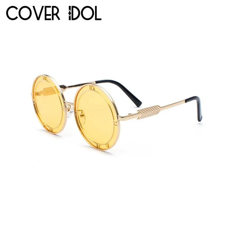 Gold w Yellow Летние очки Модные солнцезащитные очки для Для мужчин и Для женщин круглый Роман Дизайн УНИСЕКС Стильные Солнцезащитные очки UV400 - Цвет линз: Gold w Yellow