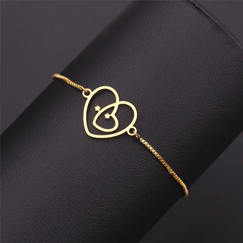 2019 модный Регулируемый циркониевый браслет для женщин Золотое сердце в коробке