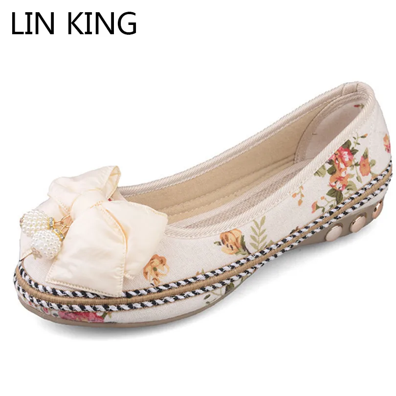LIN KING/повседневные женские туфли-лодочки Мэри Джейн с цветочным принтом Милые