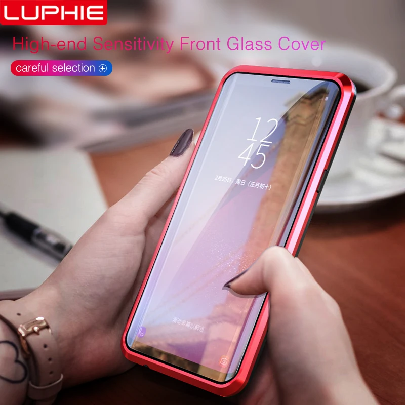 LUPHIE 360 Full Magnetic Case For Samsung Galaxy S9 S8 Plus Note 9 Front Back Glass 8 Magnet Cases Cover |