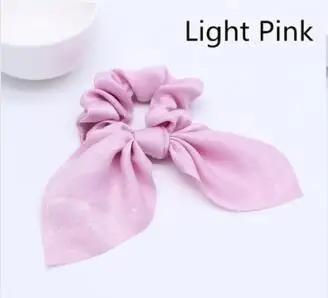lightpink Модные женские резинки в форме кроличьих ушей, банты из шелковой ткани, конский хвост, эластичные резинки для волос, аксессуары для волос - Цвет: lightpink
