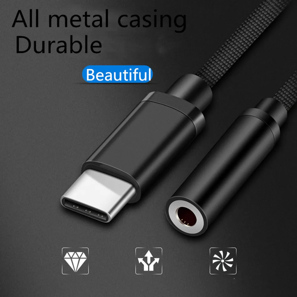 Type c to 3.5mm Jack Earphone Adapter Audio cable USB C AUX Headphone For Xiaomi Mi 9 Huawei mate 20 P30 pro Samsung S9 | Электроника